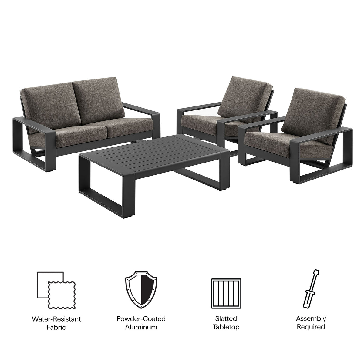 Lirienne 4-Piece Outdoor Patio Aluminum Furniture Set by Modway