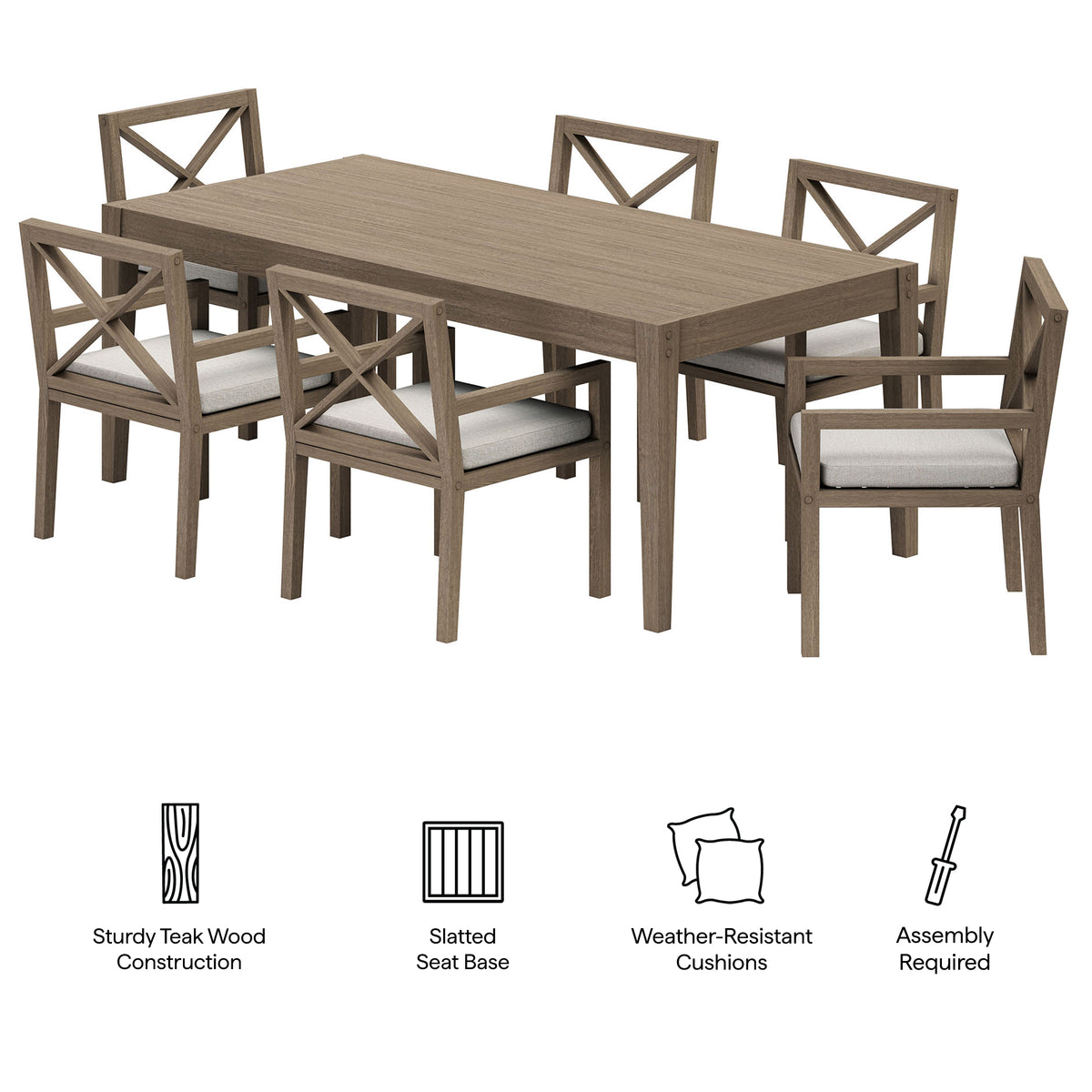 Northlake 7-Piece Outdoor Patio Teak Wood Dining Set by Modway