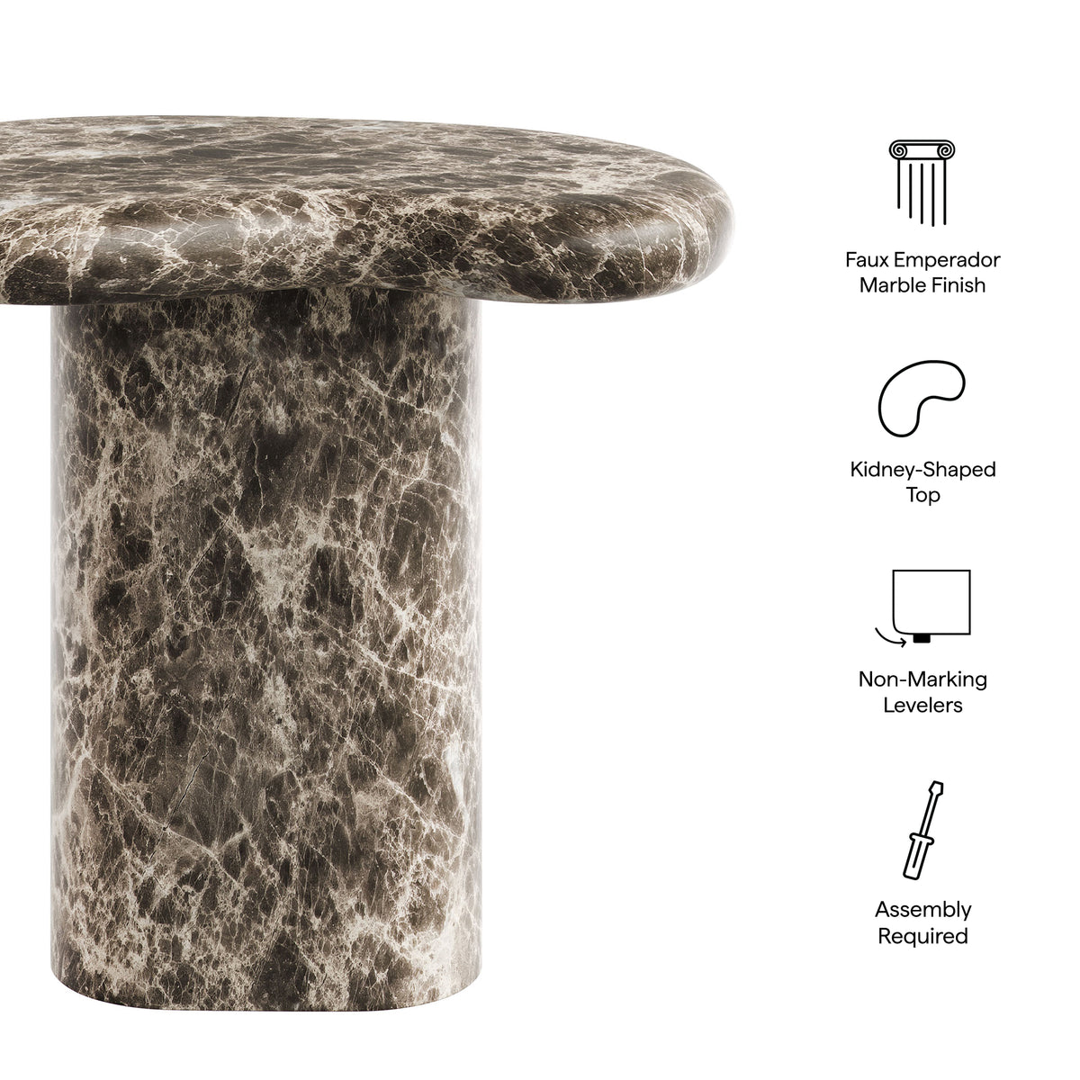 Elowen Outdoor Patio Faux Marble Side Table by Modway
