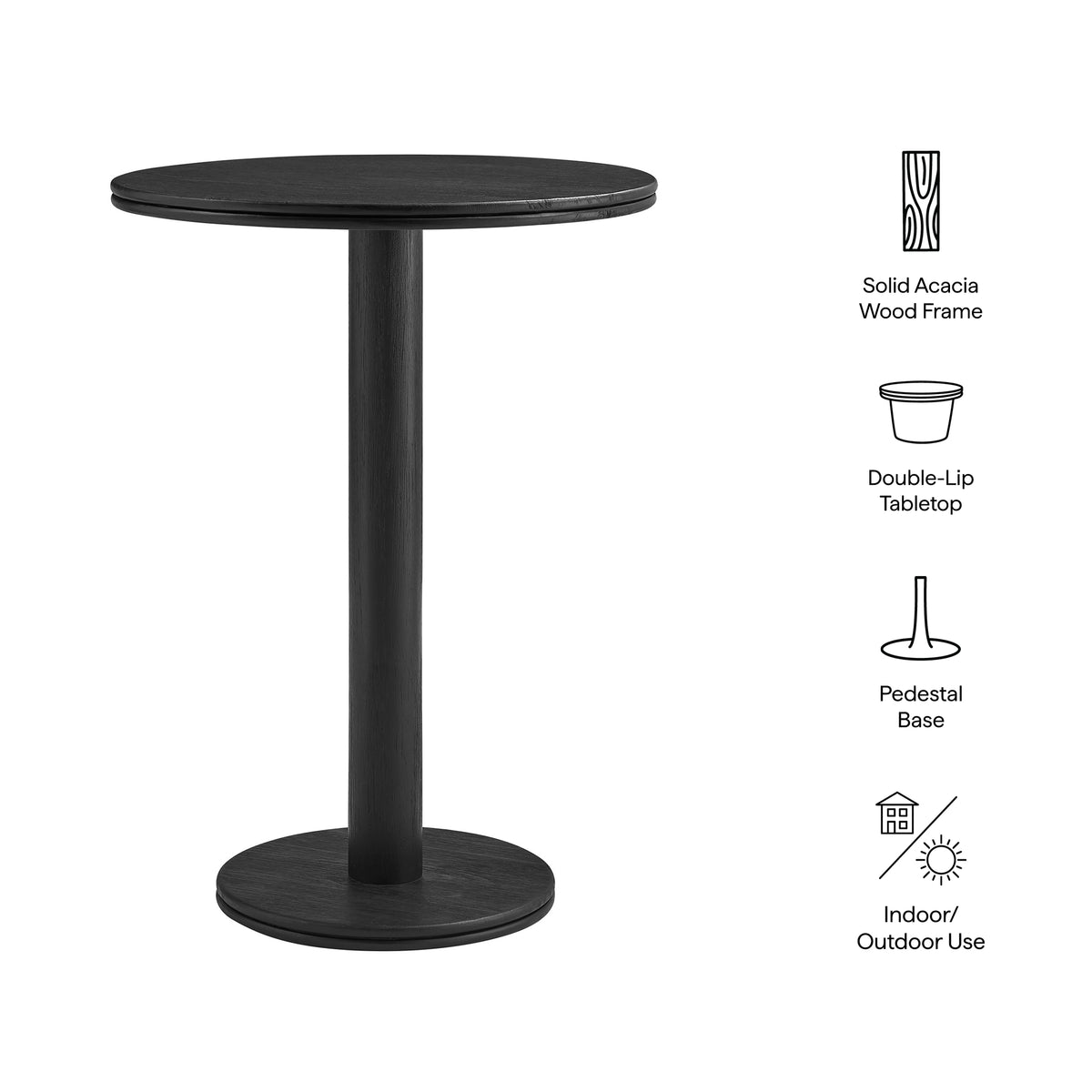Neo 31 Inch Round Indoor - Outdoor Patio Patio Wood Bar Table by Modway