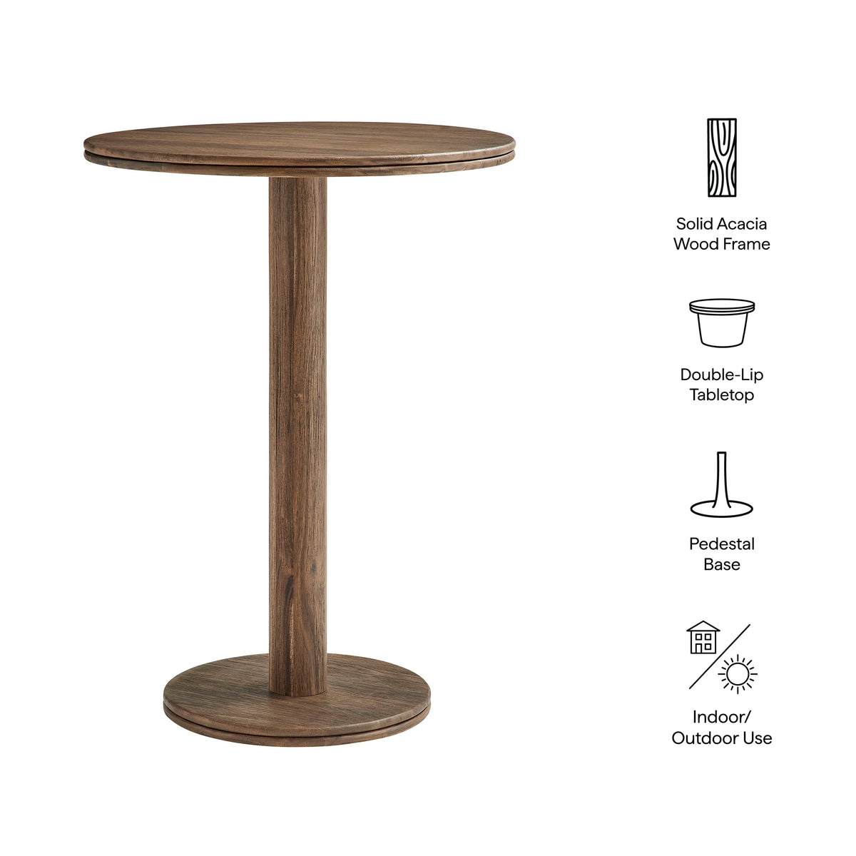 Neo 31 Inch Round Indoor - Outdoor Patio Patio Wood Bar Table by Modway