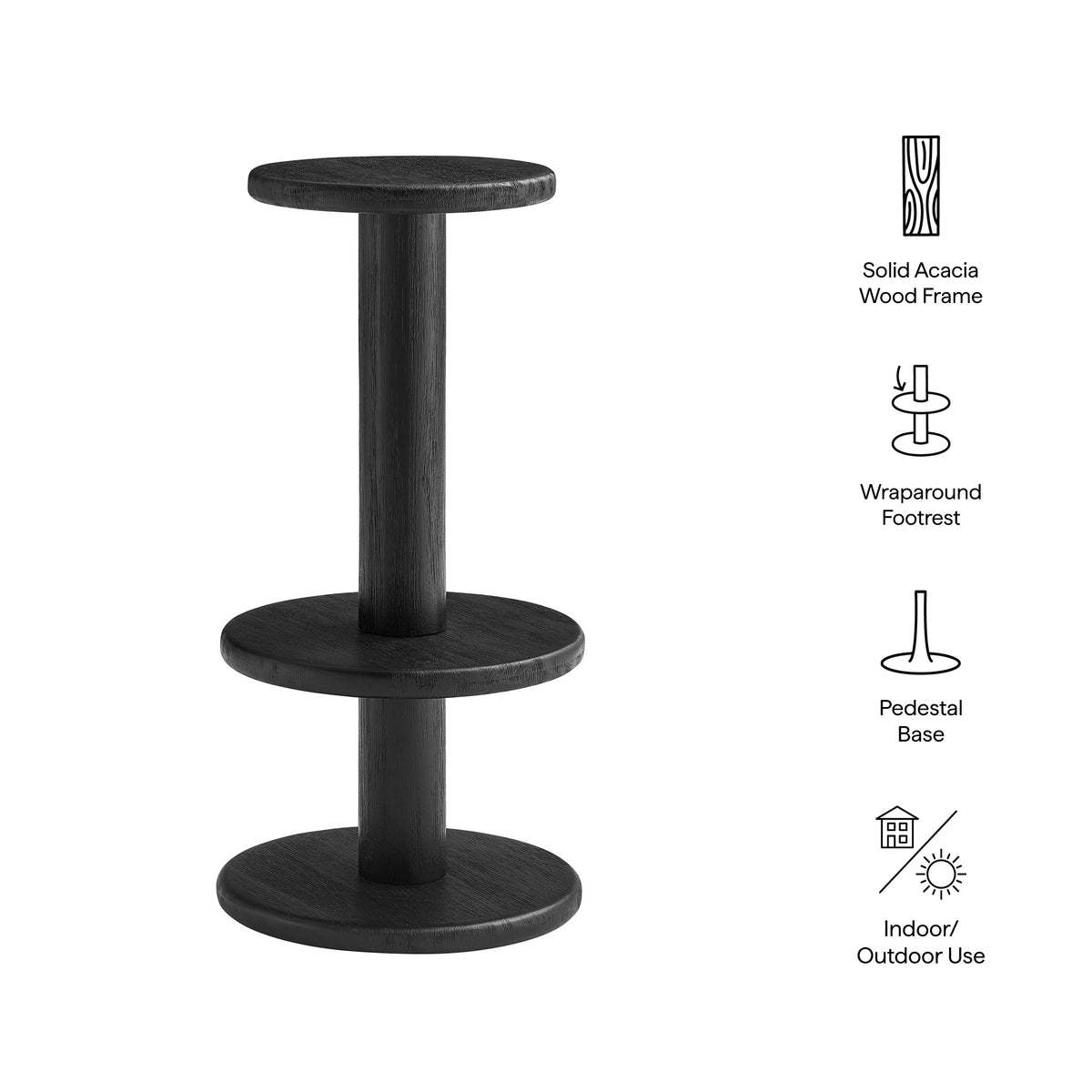 Neo 15 Inch Round Indoor - Outdoor Patio Patio Wood Bar Stools by Modway