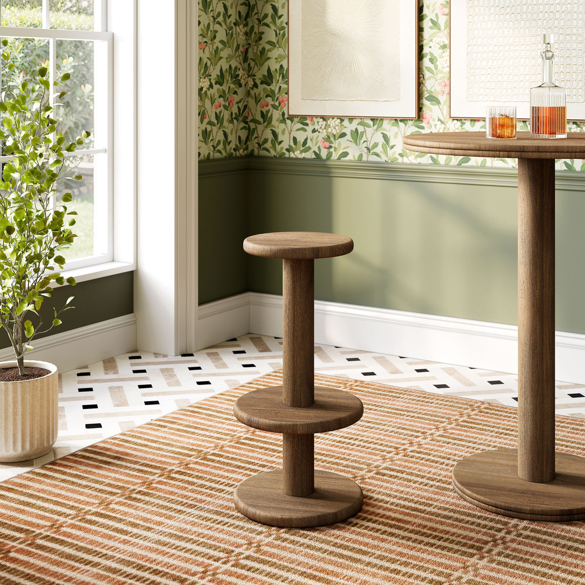 Neo 15 Inch Round Indoor - Outdoor Patio Patio Wood Bar Stools by Modway