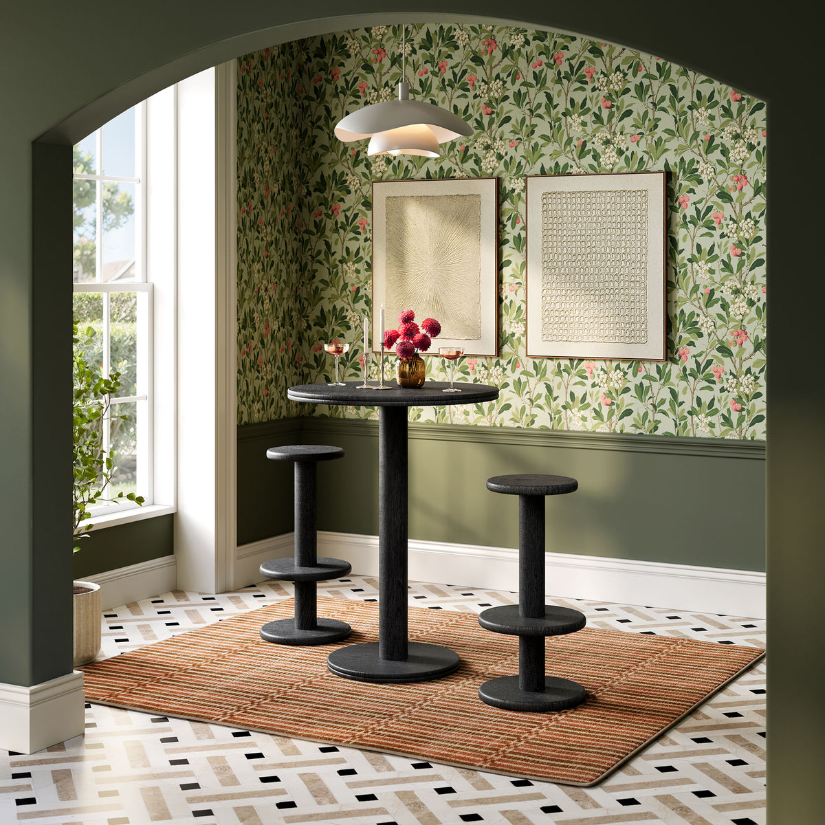 Neo 3-Piece Round Indoor - Outdoor Patio Patio Wood Bar Table And Stool Set by Modway