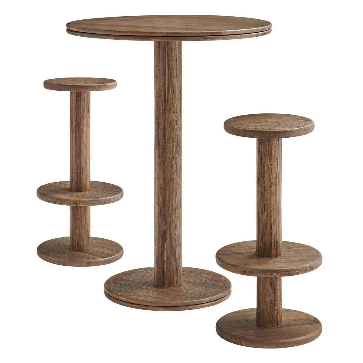 Neo 3-Piece Round Indoor - Outdoor Patio Patio Wood Bar Table And Stool Set by Modway