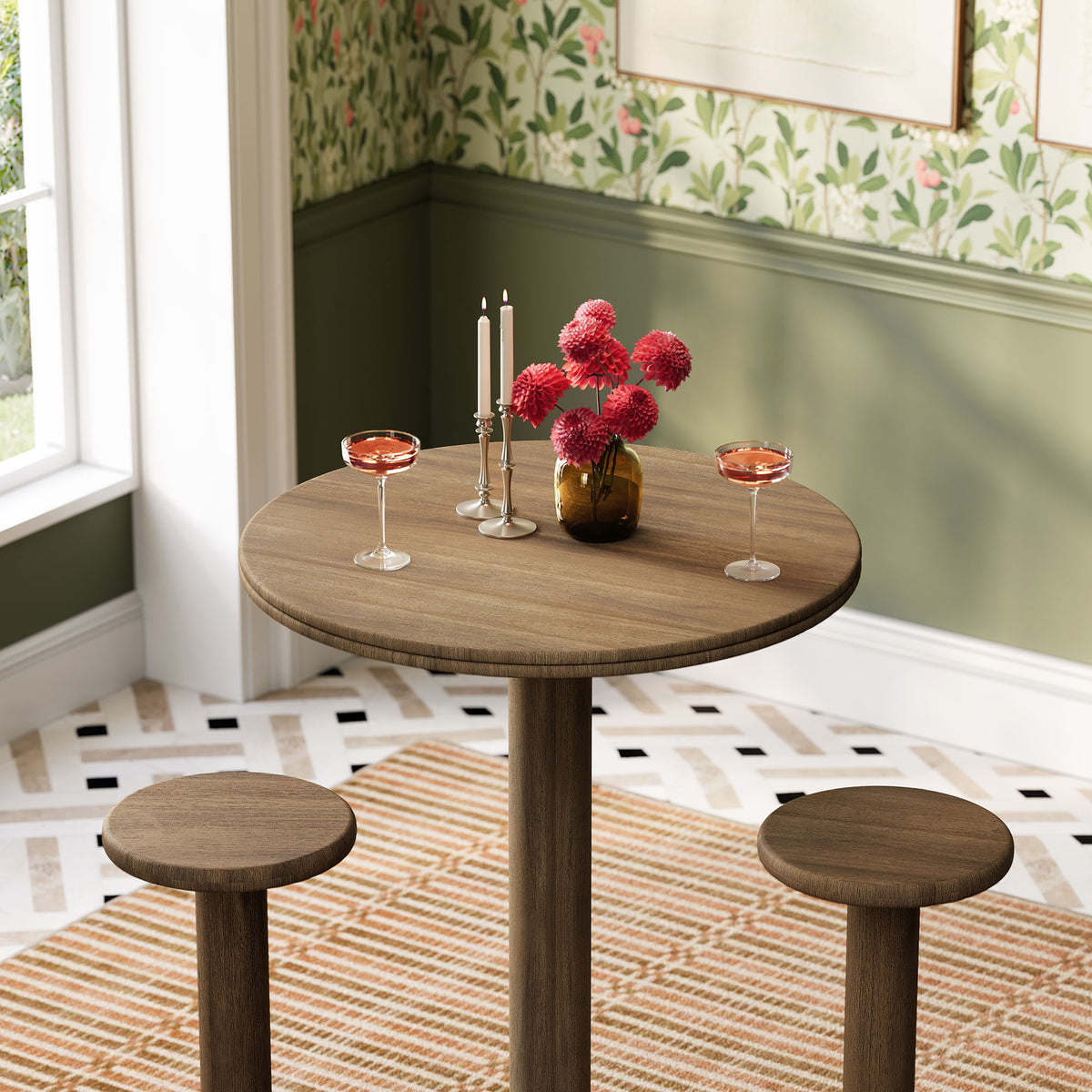 Neo 3-Piece Round Indoor - Outdoor Patio Patio Wood Bar Table And Stool Set by Modway