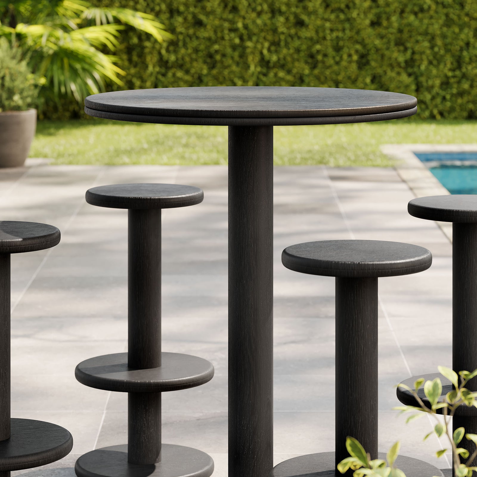 Neo 5-Piece Round Indoor - Outdoor Patio Round Patio Bar Table And Stool Set by Modway