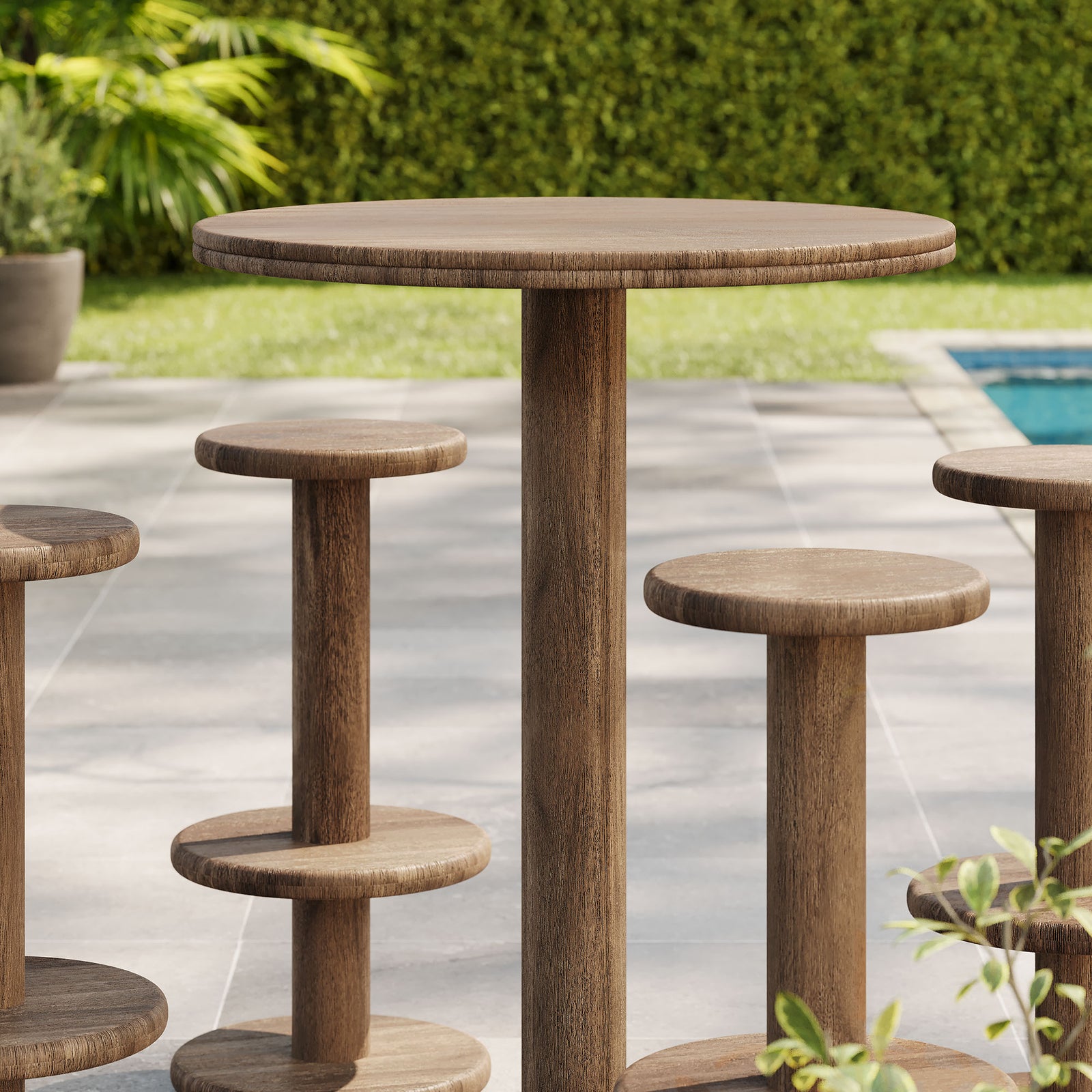 Neo 5-Piece Round Indoor - Outdoor Patio Round Patio Bar Table And Stool Set by Modway