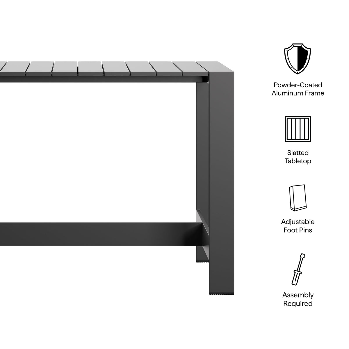 Tahoe 59 Inch Rectangle Outdoor Patio Aluminum Bar Table by Modway