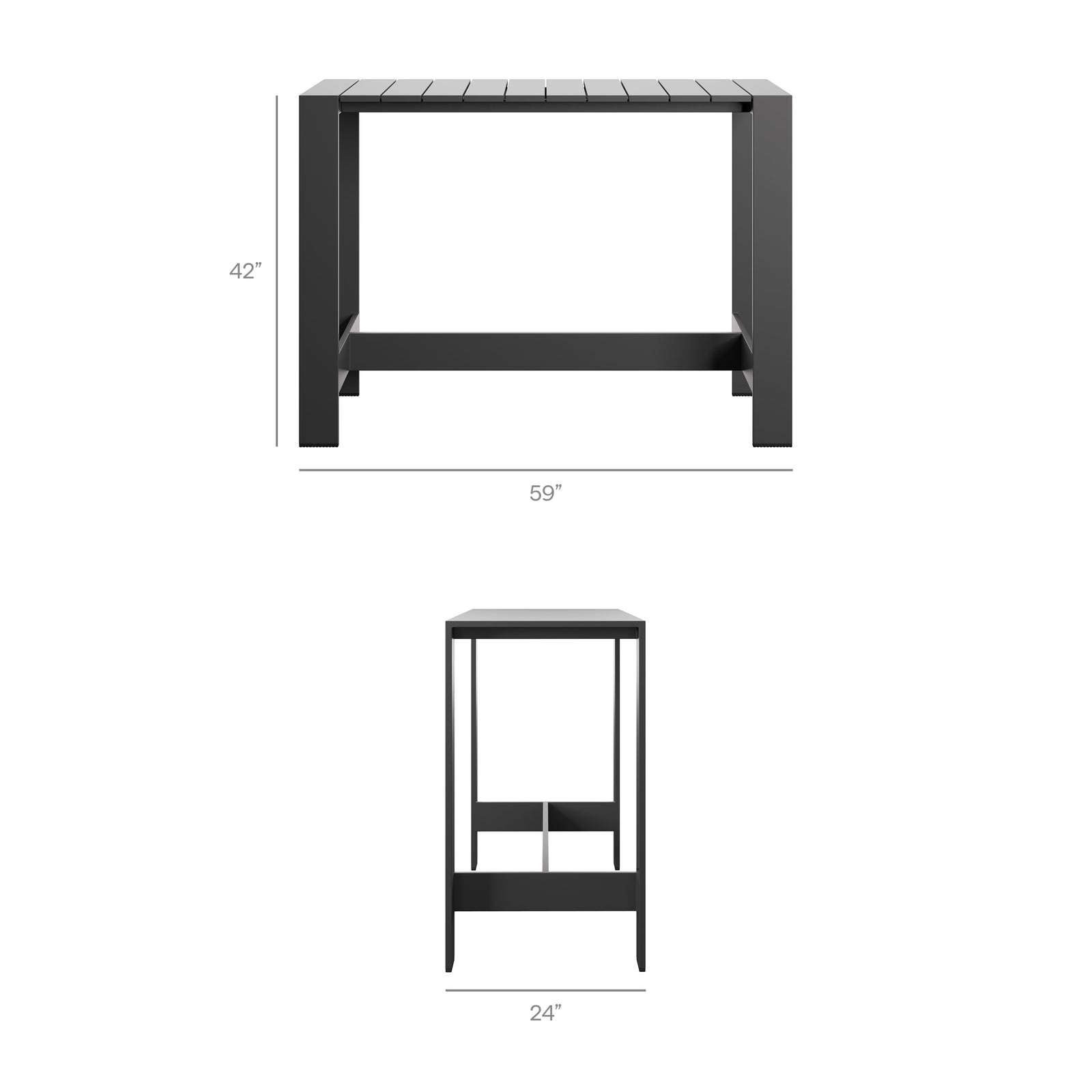 Tahoe 59 Inch Rectangle Outdoor Patio Aluminum Bar Table by Modway