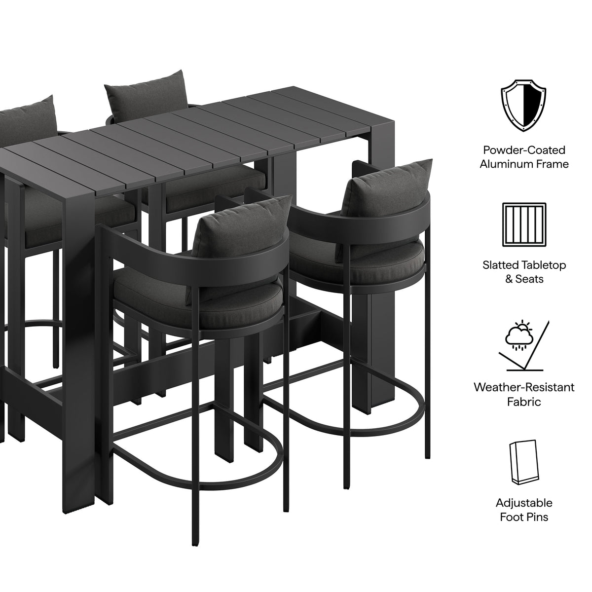 Tahoe 5-Piece Outdoor Patio Bar Table Set by Modway