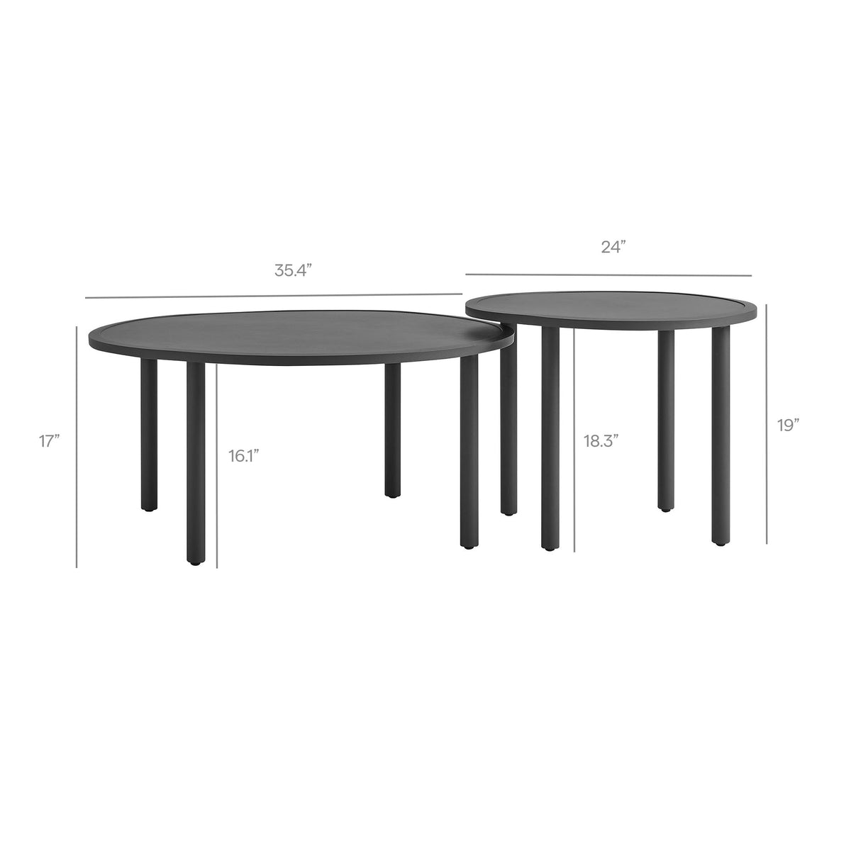 Porta 2 Piece Nesting Outdoor Patio Aluminum Coffee Table Set by Modway