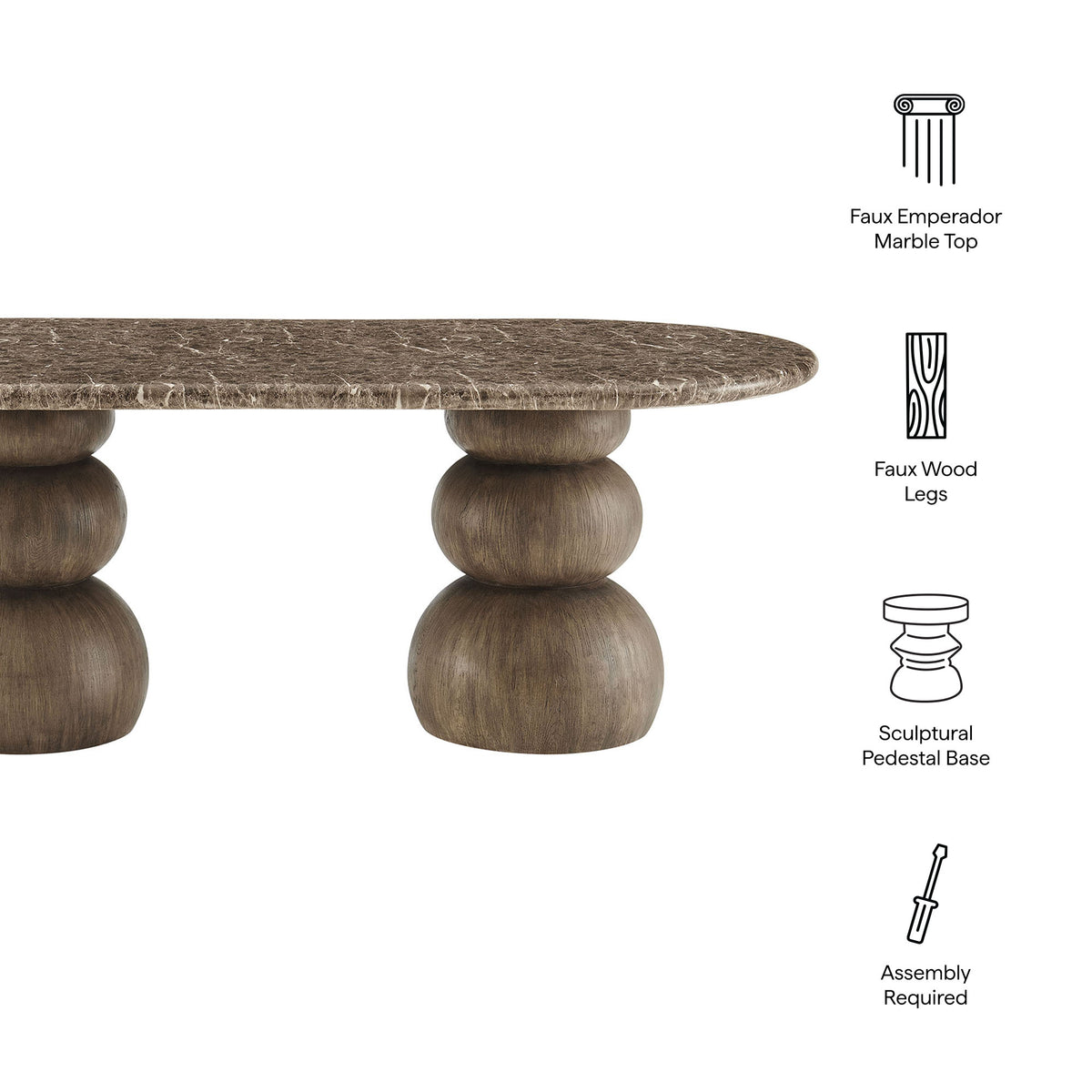 Pietra Indoor Outdoor Patio Oval Dining Table by Modway