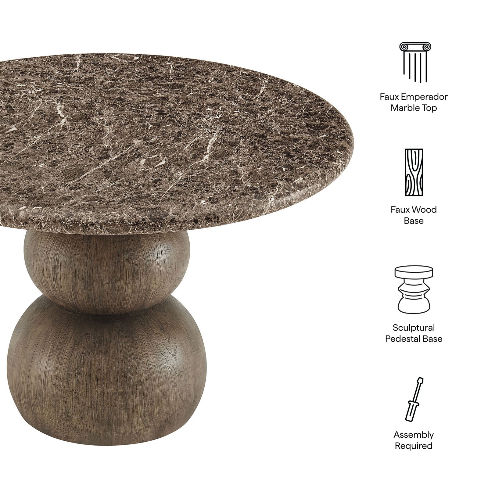 Pietra Indoor Outdoor Patio Round Dining Table by Modway