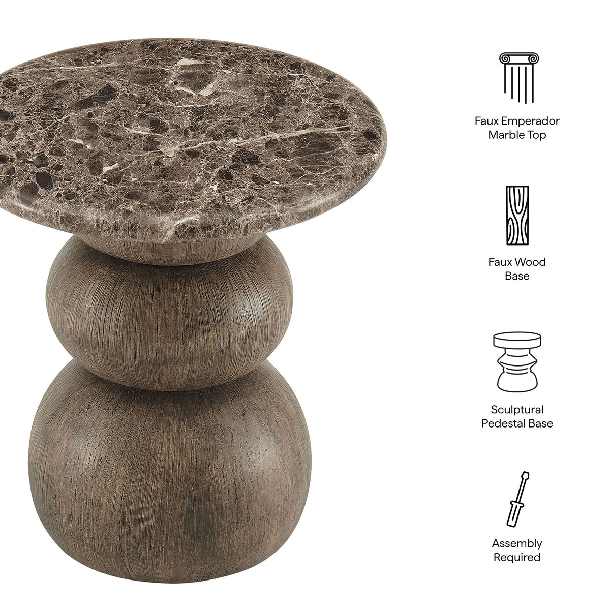 Pietra Indoor Outdoor Patio Round Side Table by Modway