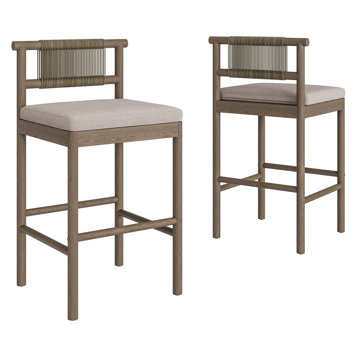 Eleni Outdoor Patio Teak Wood Bar Stools Set of 2 by Modway