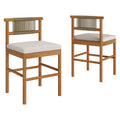 Eleni Outdoor Patio Teak Wood Counter Stools Set of 2 by Modway