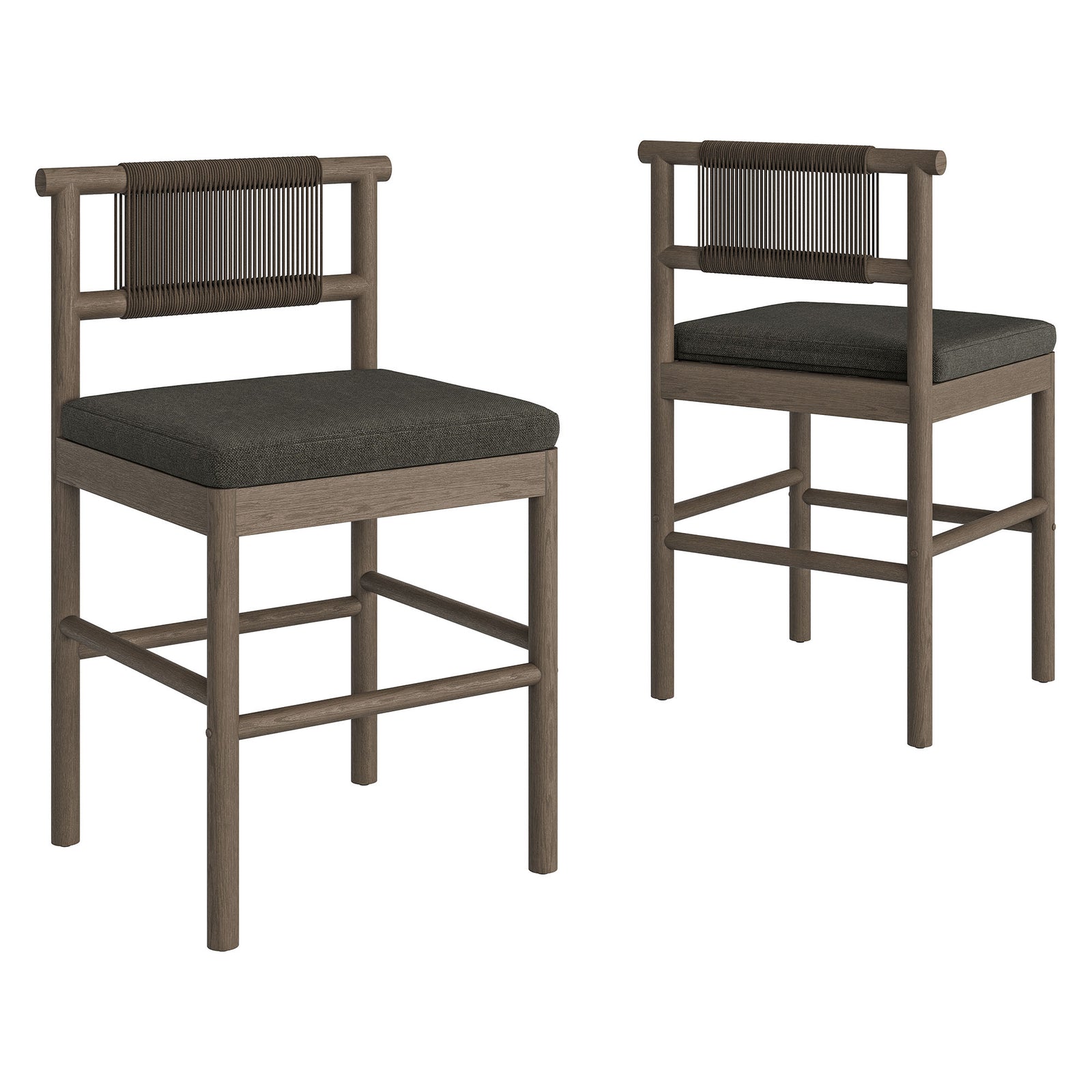 Eleni Outdoor Patio Teak Wood Counter Stools Set of 2 by Modway