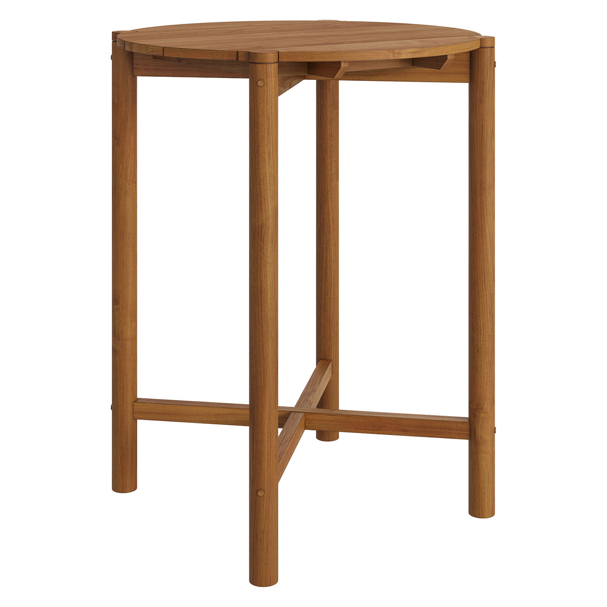 Eleni Round 35 Inch Outdoor Patio Teak Wood Round Bar Table by Modway