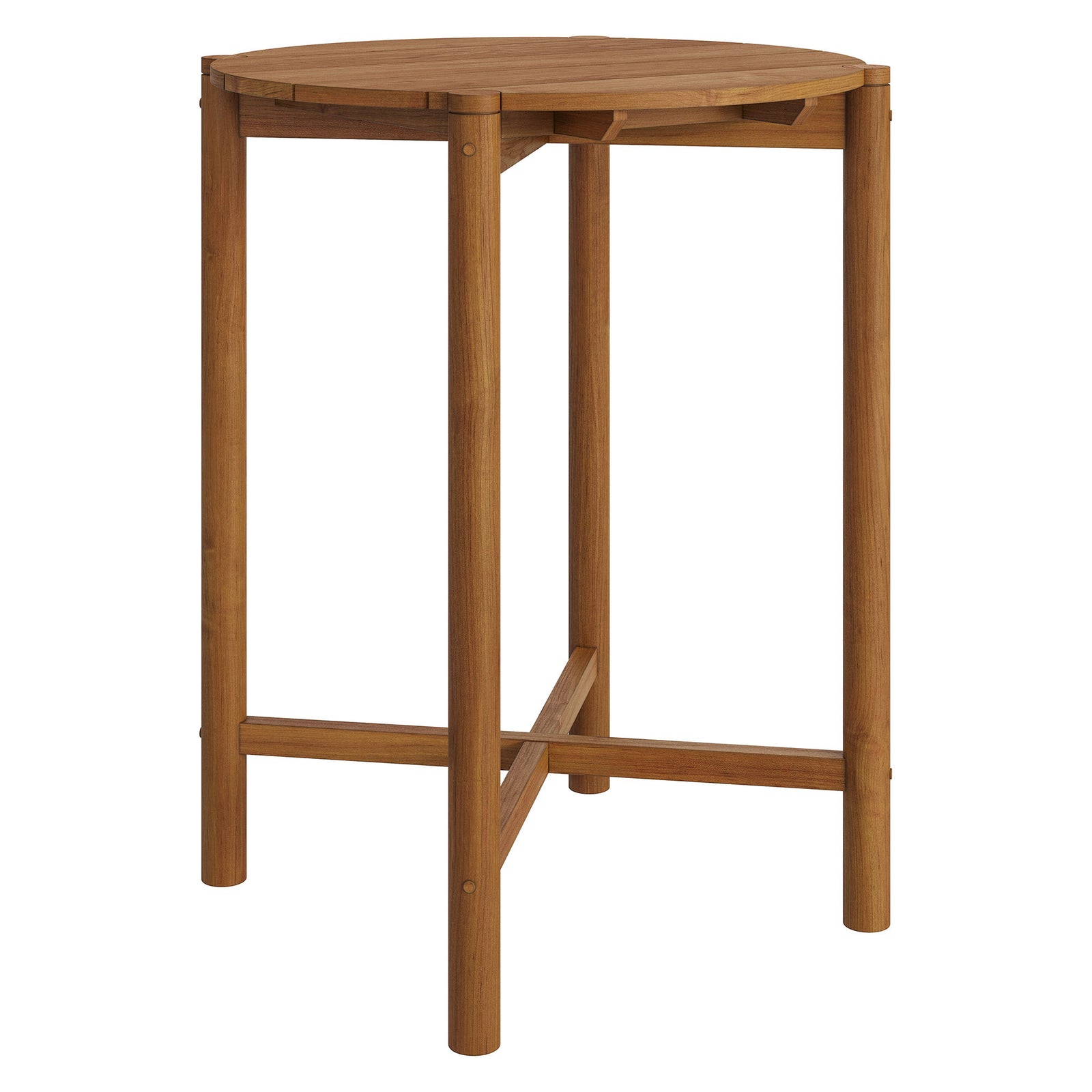 Eleni Round 35 Inch Outdoor Patio Teak Wood Round Bar Table by Modway