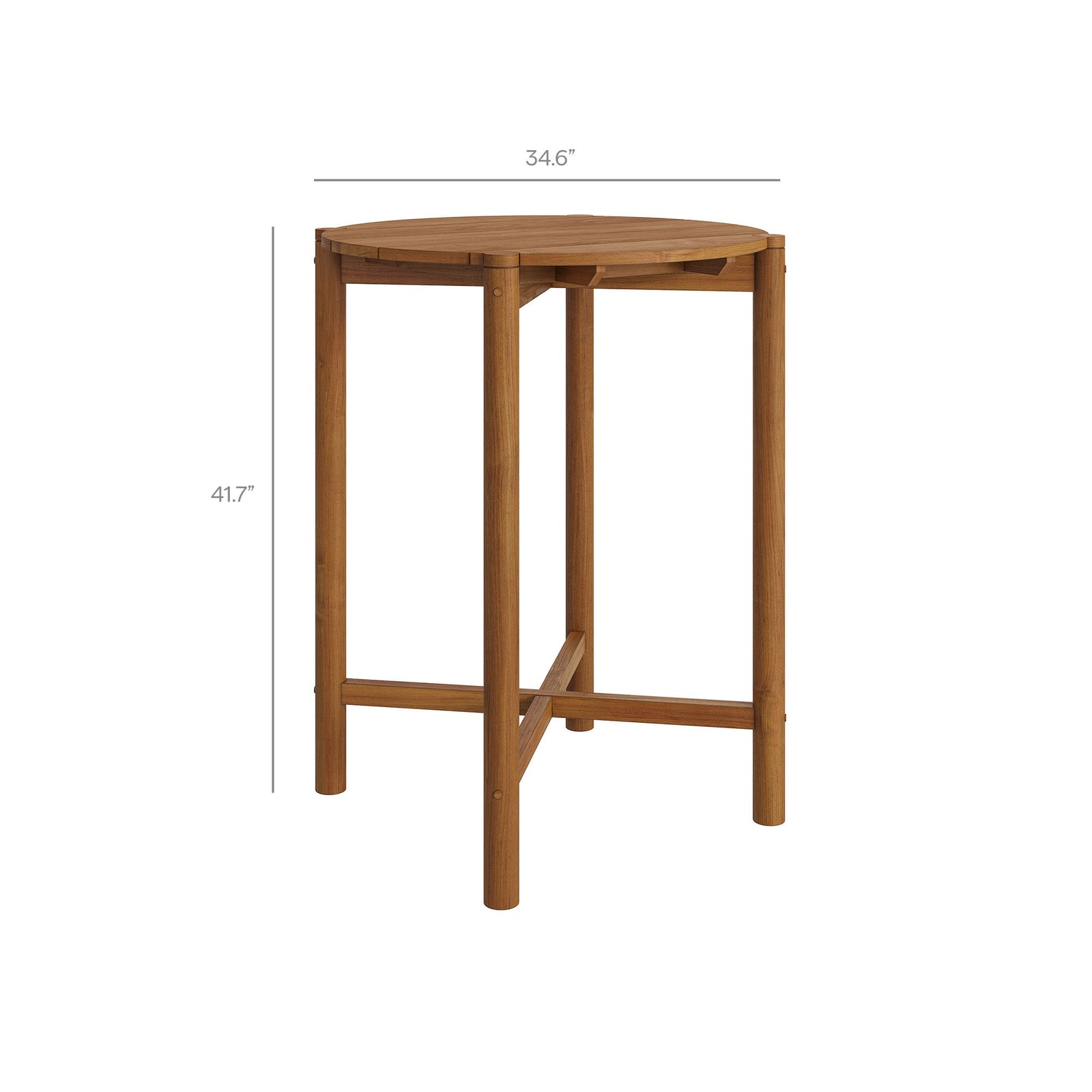Eleni Round 35 Inch Outdoor Patio Teak Wood Round Bar Table by Modway