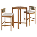 Eleni 3-Piece Outdoor Patio Teak Wood Bar Set by Modway