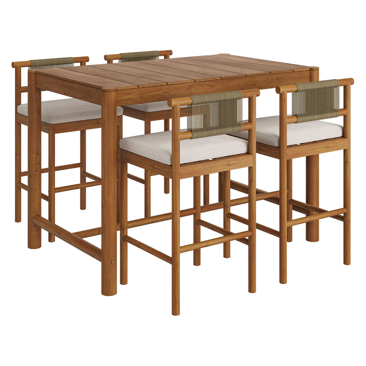 Eleni 5-Piece Outdoor Patio Teak Wood Bar Set by Modway