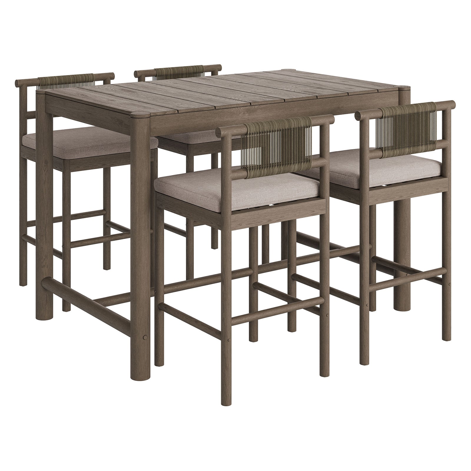 Eleni 5-Piece Outdoor Patio Teak Wood Bar Set by Modway