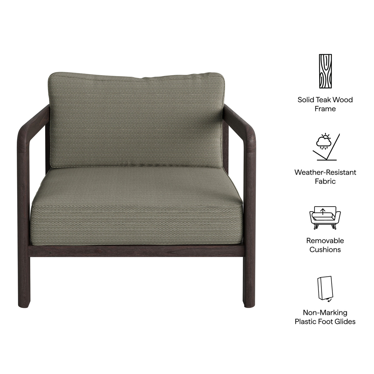 Kona Outdoor Patio Teak Wood Armchair by Modway