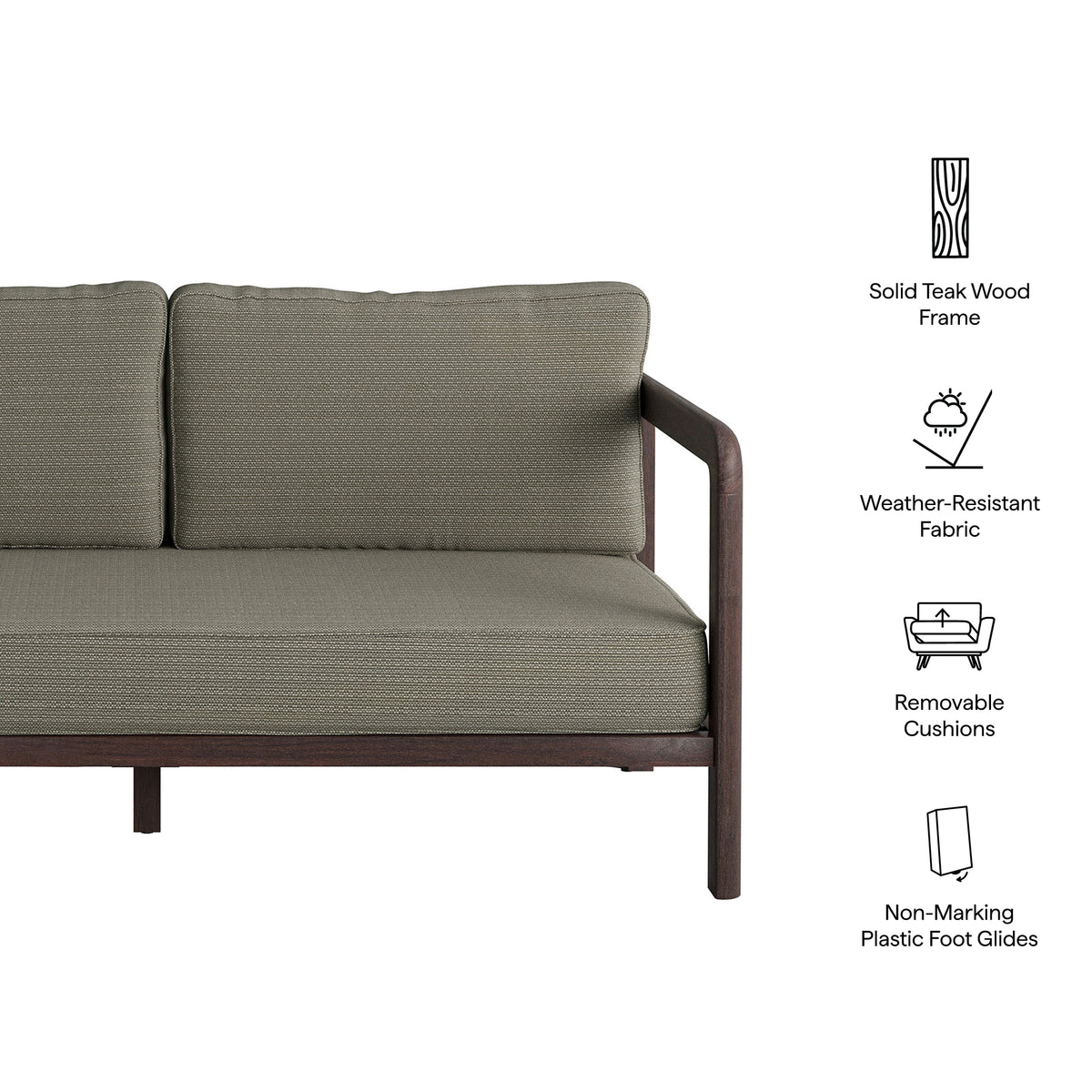 Kona Outdoor Patio Teak Wood Loveseat by Modway