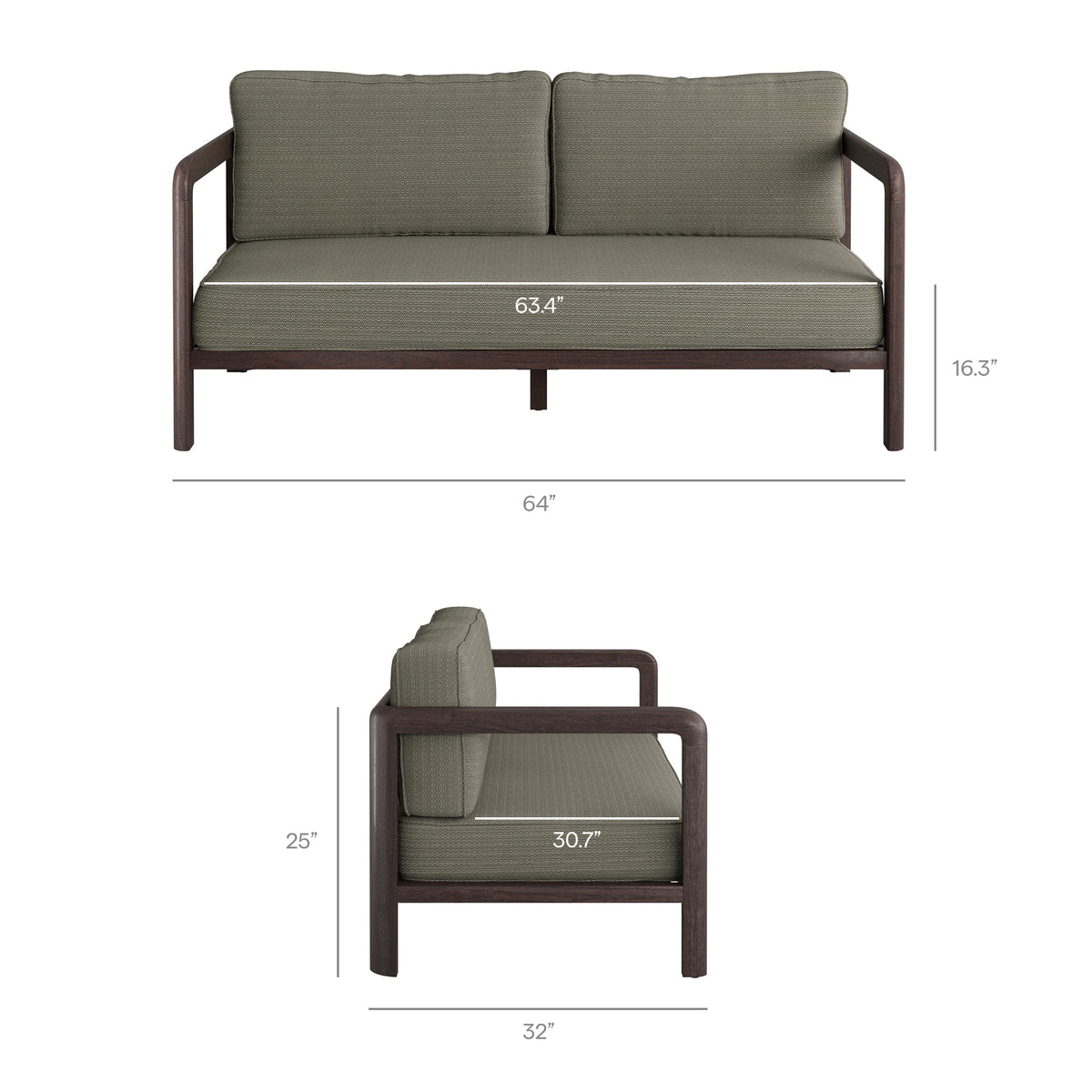 Kona Outdoor Patio Teak Wood Loveseat by Modway