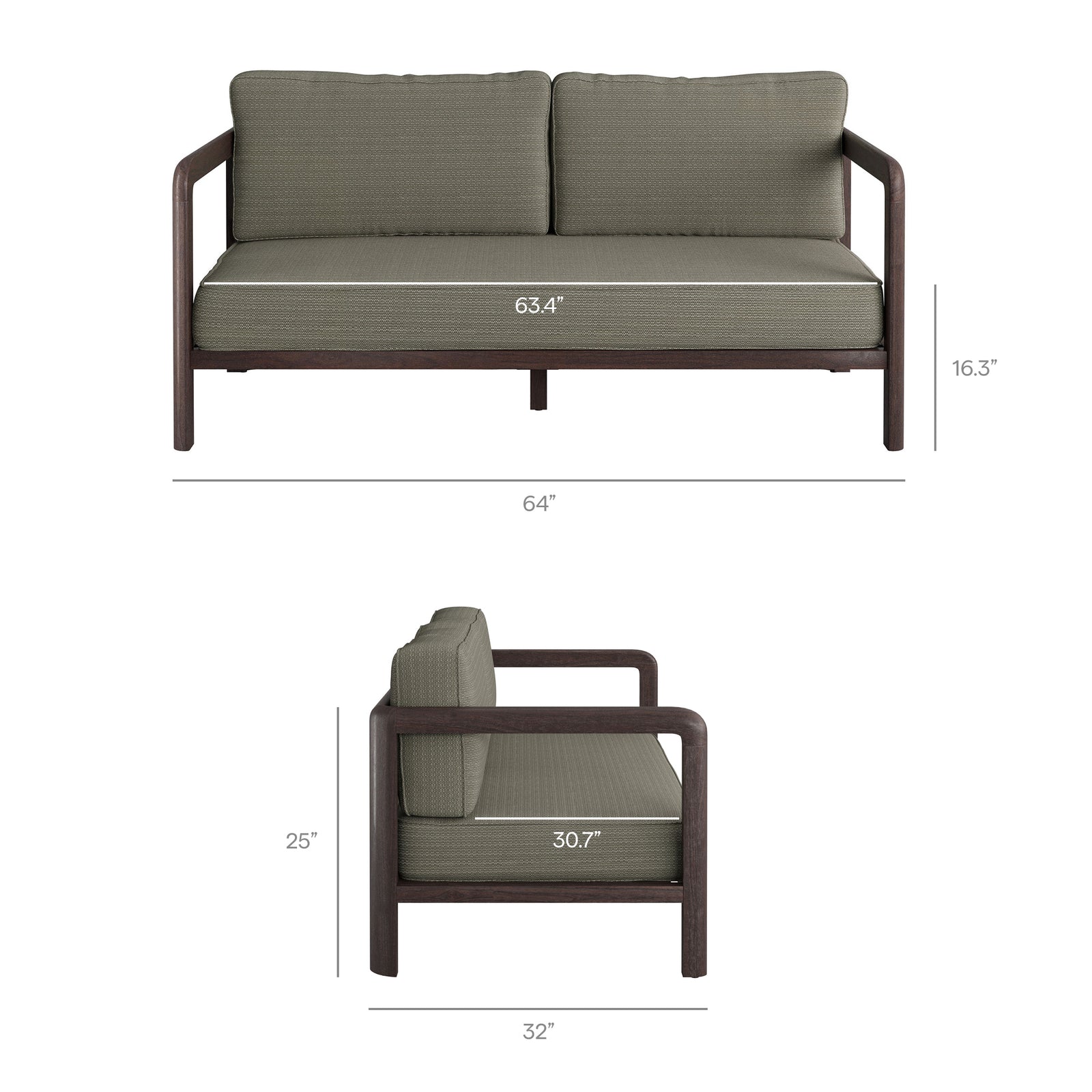 Kona Outdoor Patio Teak Wood Loveseat by Modway
