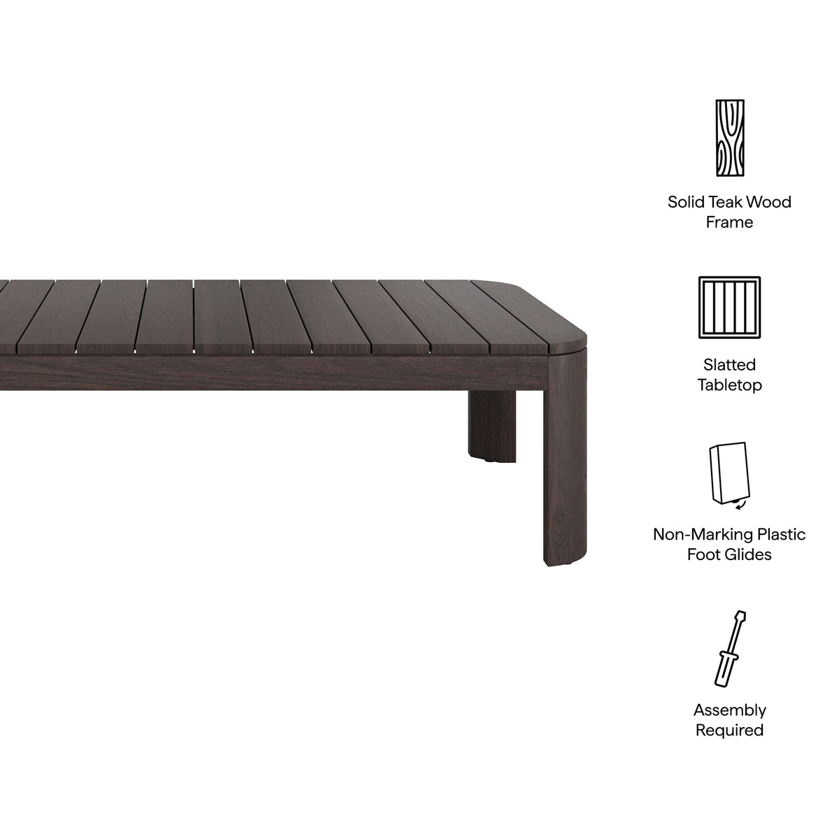 Kona 47 Inch Outdoor Patio Teak Wood Coffee Table by Modway