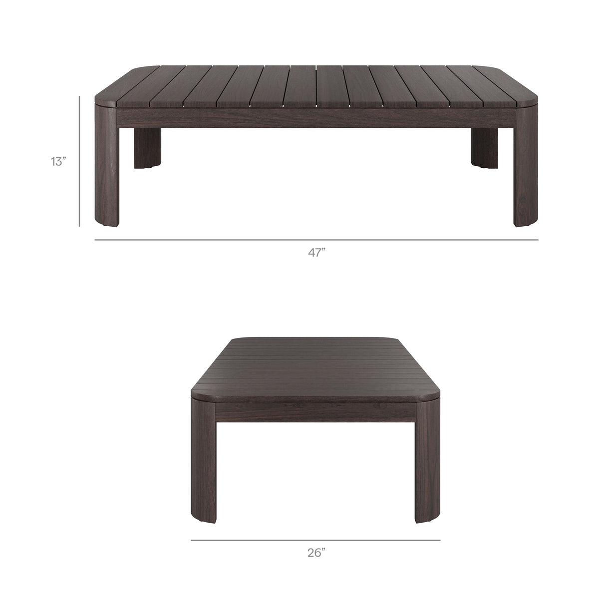 Kona 47 Inch Outdoor Patio Teak Wood Coffee Table by Modway