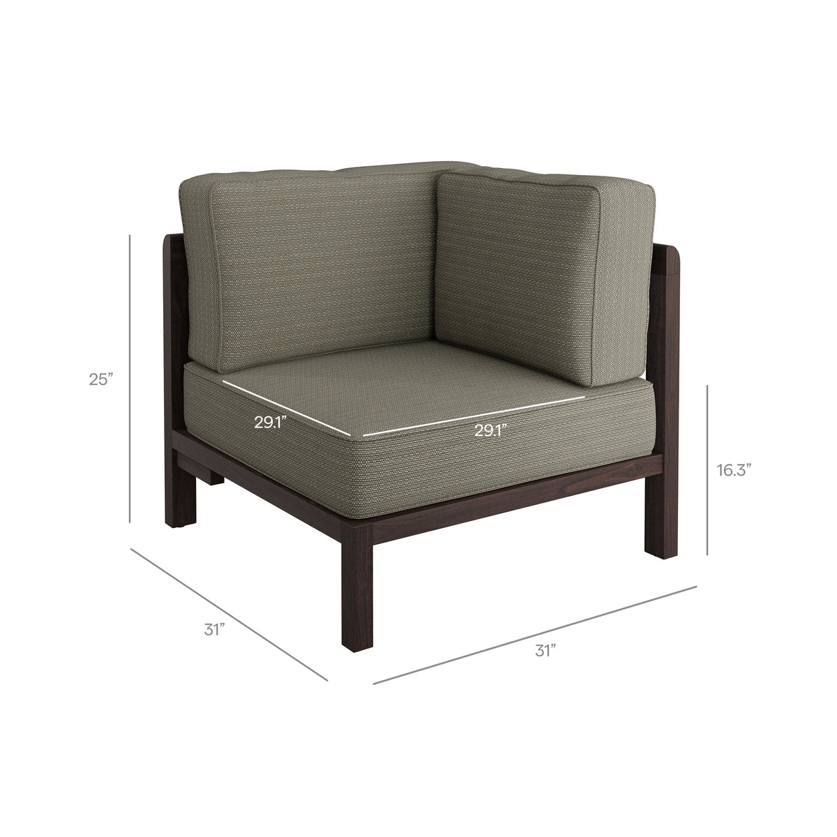 Kona Outdoor Patio Teak Wood Corner Modular Chair by Modway