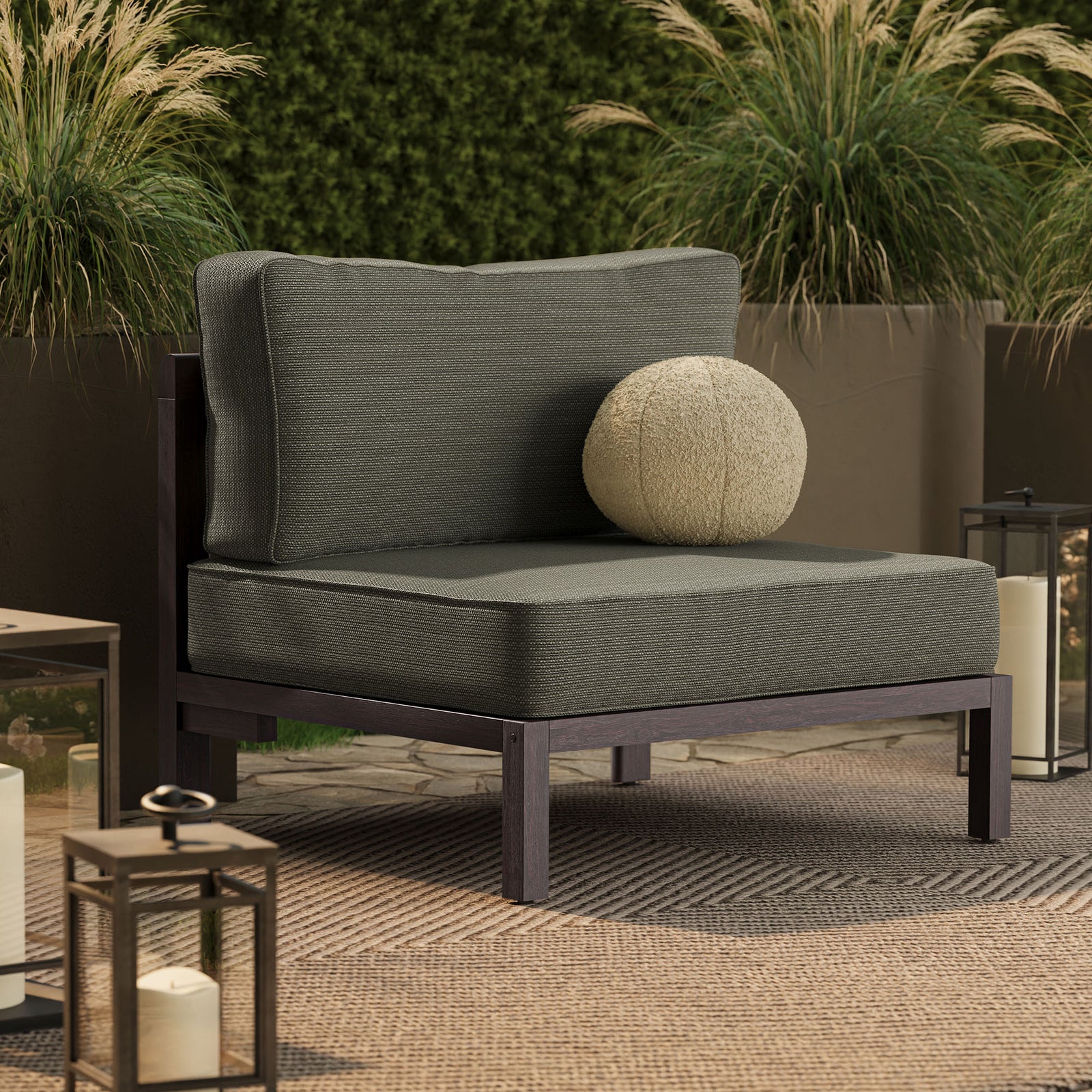 Kona Outdoor Patio Teak Wood Armless Modular Chair by Modway