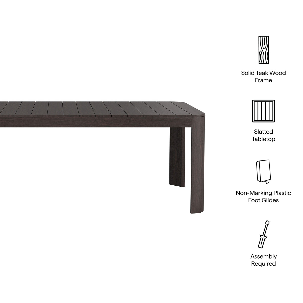 Kona 87 Inch Outdoor Patio Teak Wood Dining Table by Modway