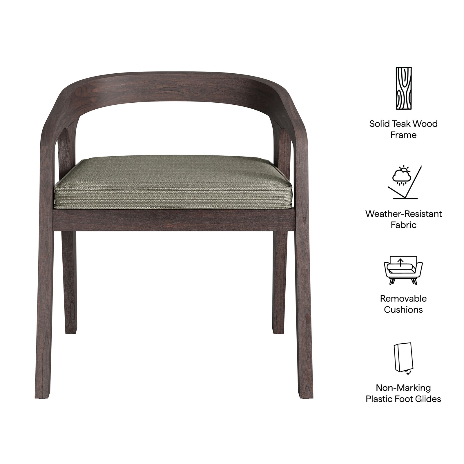 Kona Outdoor Patio Teak Wood Barrel Dining Chair by Modway