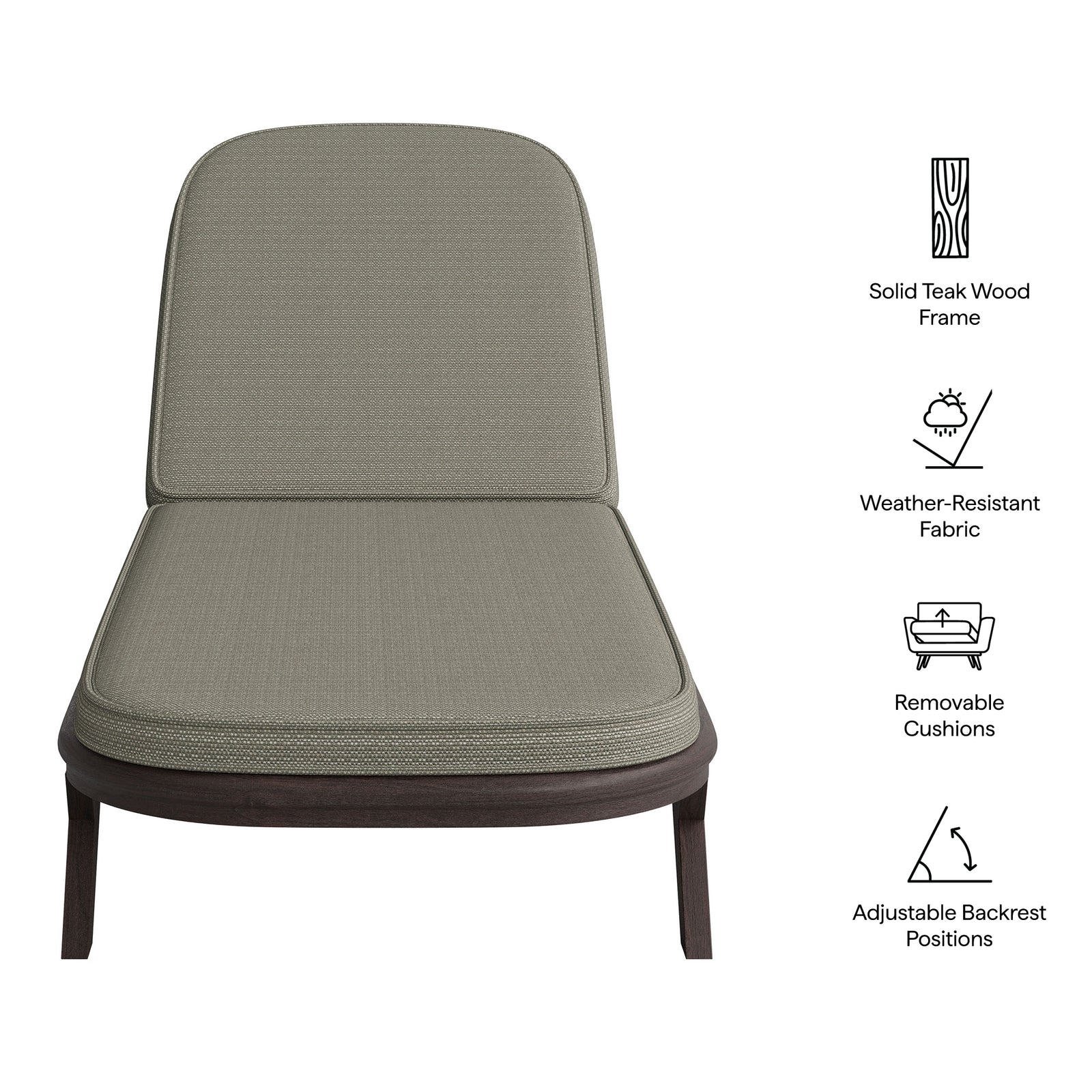 Kona Outdoor Patio Teak Wood Chaise Lounge Chair by Modway