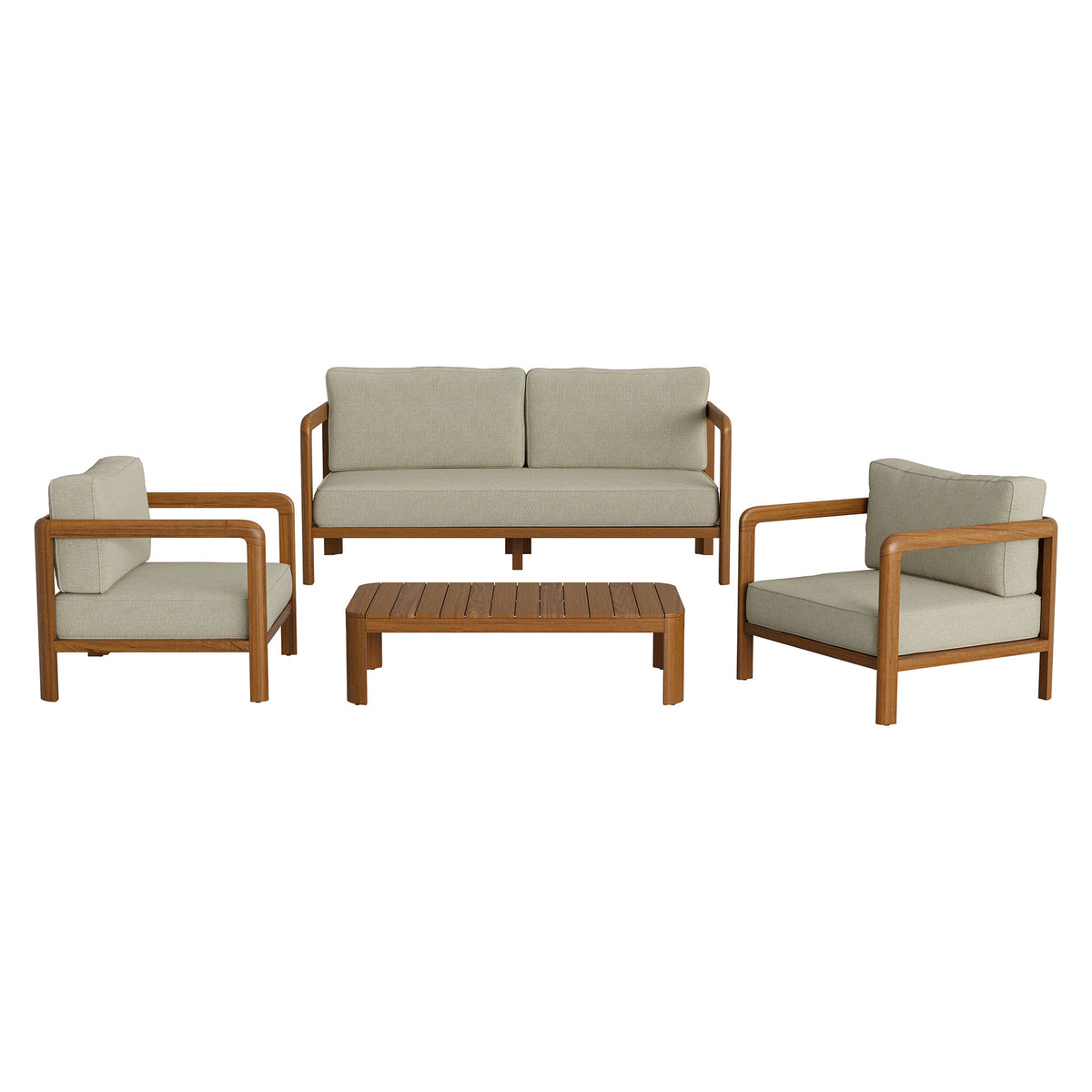 Kona 4-Piece Outdoor Patio Teak Wood Furniture Set by Modway