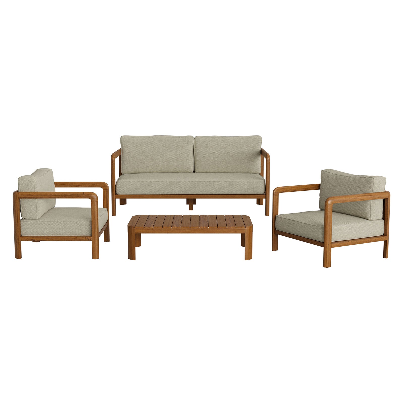 Kona 4-Piece Outdoor Patio Teak Wood Furniture Set by Modway