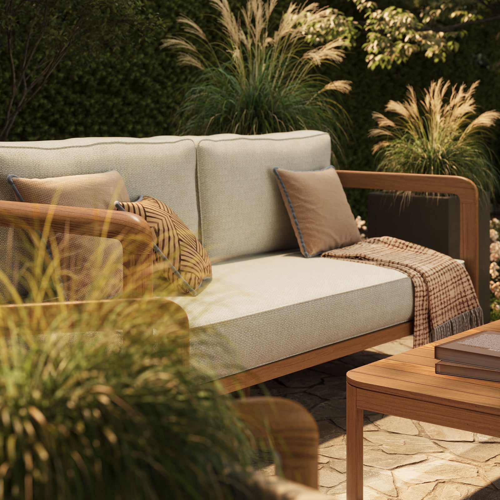 Kona 4-Piece Outdoor Patio Teak Wood Furniture Set by Modway