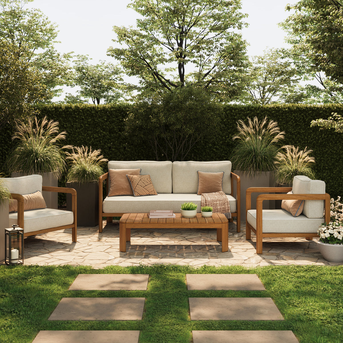 Kona 4-Piece Outdoor Patio Teak Wood Furniture Set by Modway