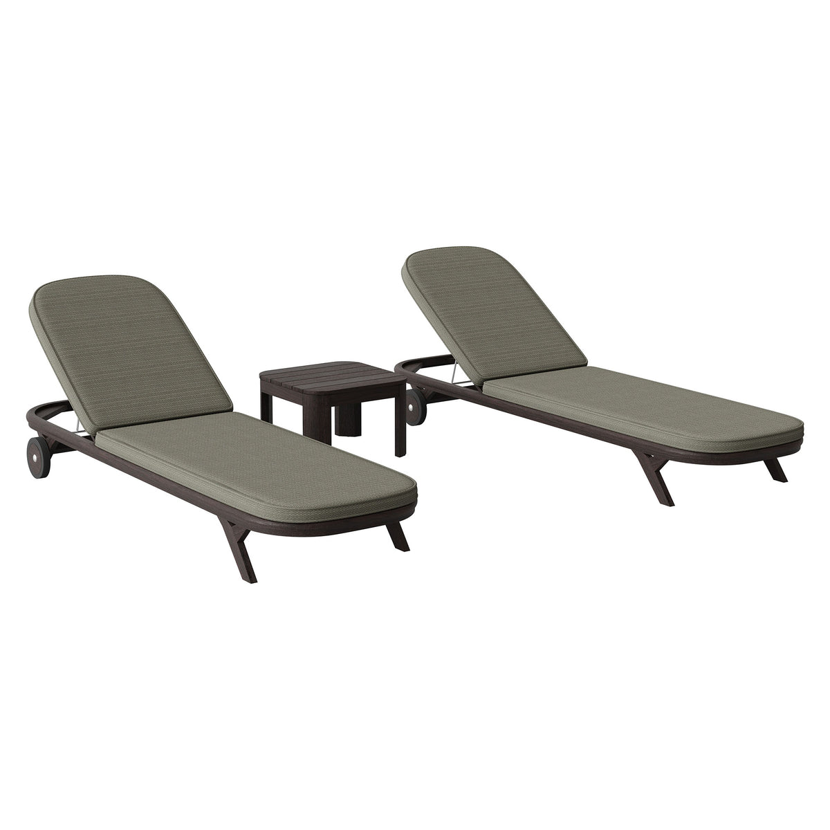Kona 3-Piece Outdoor Patio Teak Wood Chaise Lounge Set by Modway