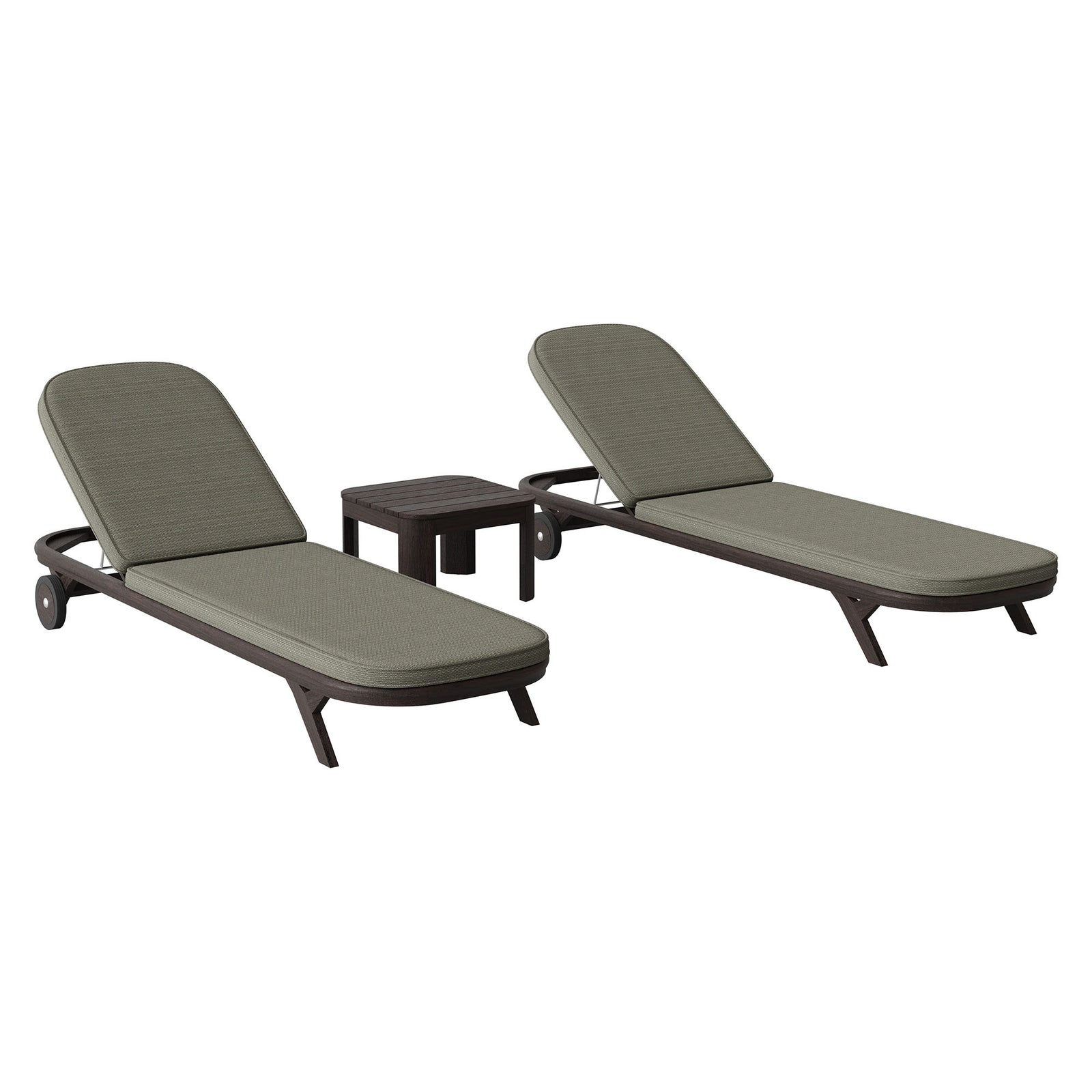 Kona 3-Piece Outdoor Patio Teak Wood Chaise Lounge Set by Modway