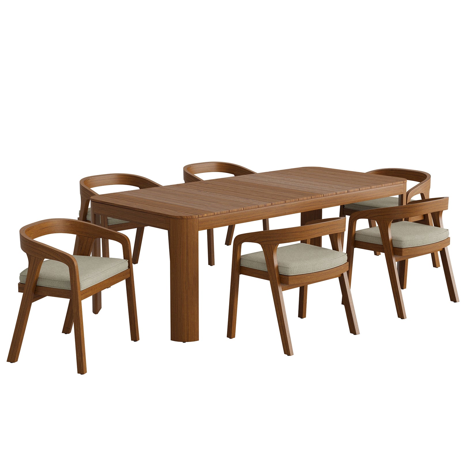 Kona 7-Piece Outdoor Patio Teak Wood Dining Set by Modway