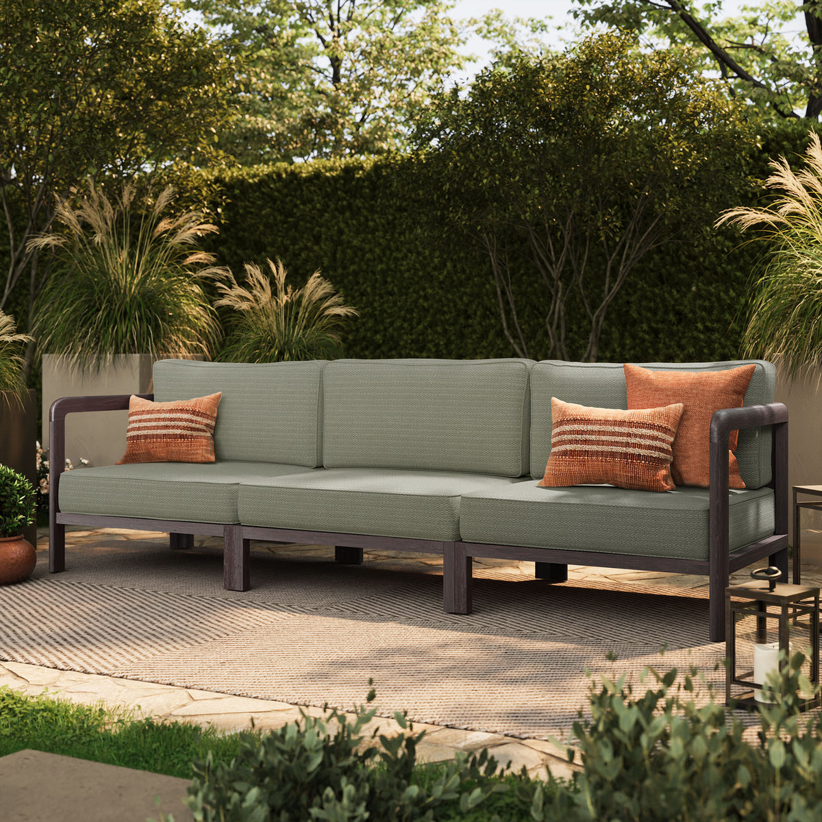 Kona 3-Piece Outdoor Patio Teak Wood Modular Sofa Set by Modway