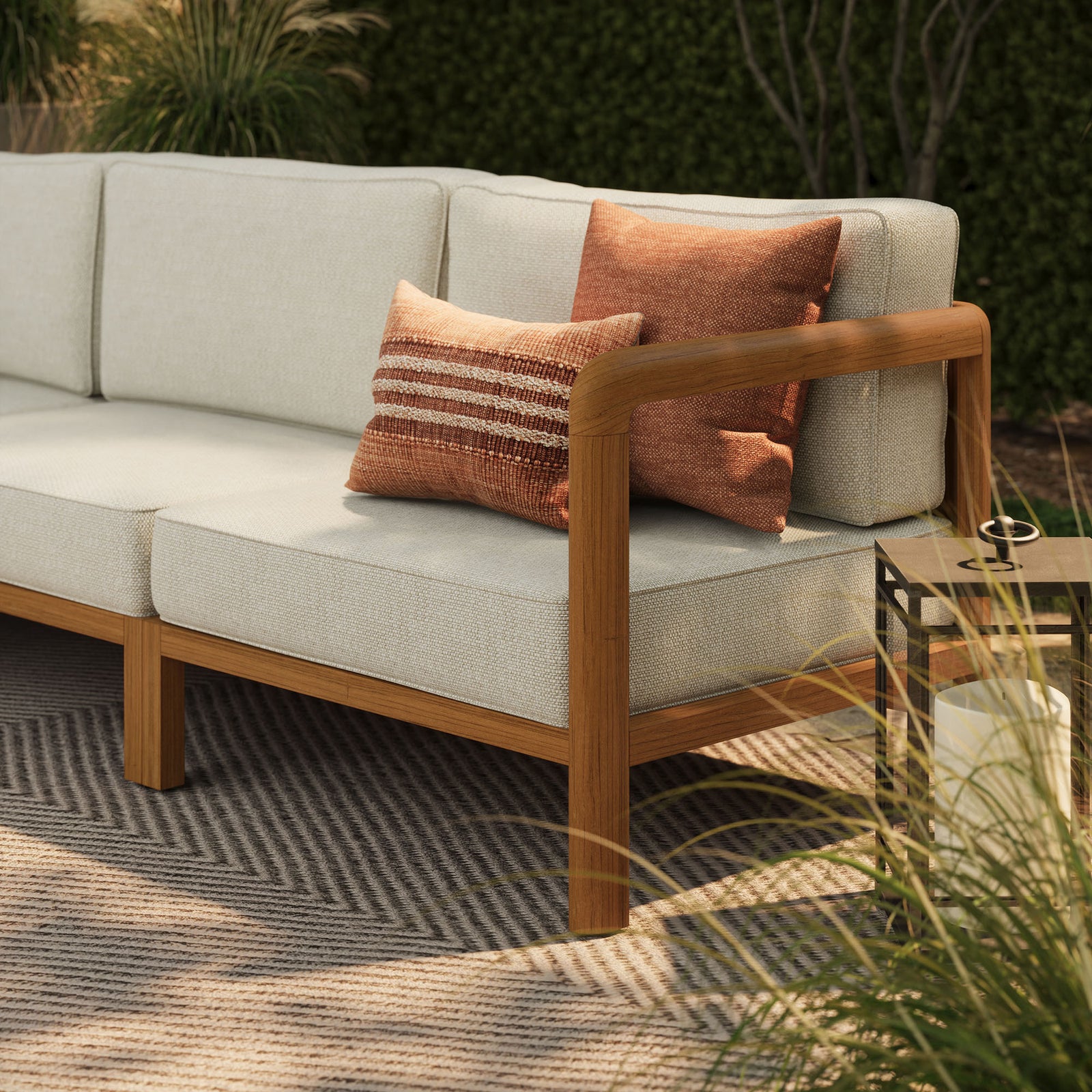 Kona 3-Piece Outdoor Patio Teak Wood Modular Sofa Set by Modway