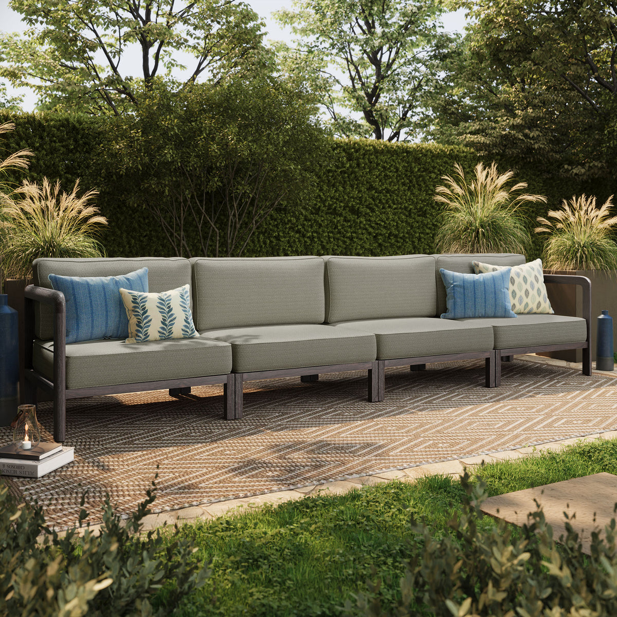 Kona 4-Piece Outdoor Patio Teak Wood Modular Sofa Set by Modway