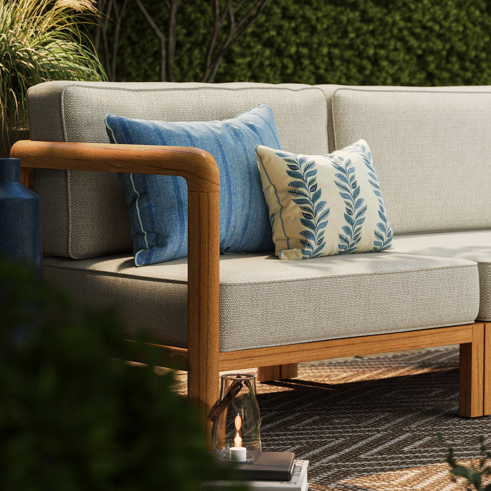 Kona 4-Piece Outdoor Patio Teak Wood Modular Sofa Set by Modway